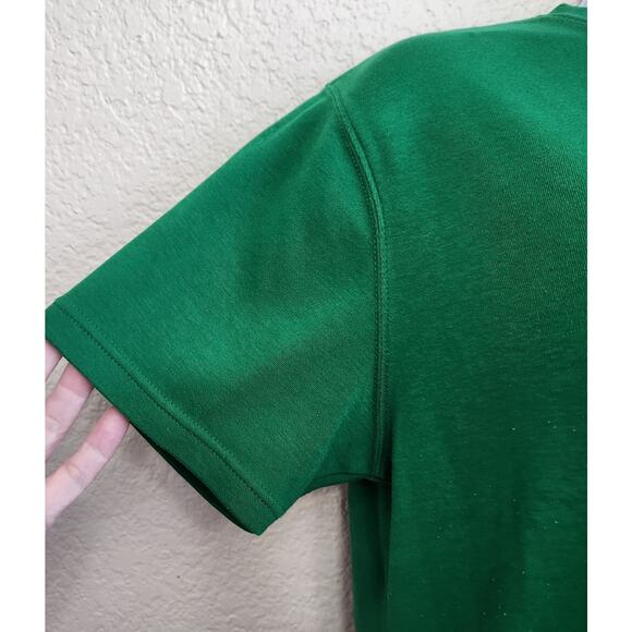 Karen Scott Cotton Rich Green Crew Neck Top Small Short Sleeves Lightweight Soft - Picture 2 of 5
